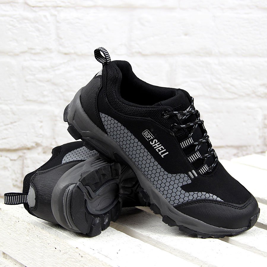 Czarno szare sportowe buty męskie trekkingowe Wishot
